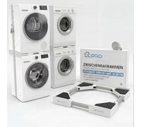 DL-PRO Ensemble de cadres intermédiaires universels 43 à 68 cm | Cadre de connexion pour machine à laver et sèche-linge empiler avec corde à cliquet | Compatible avec Bosch, Siemens, Miele, AEG
