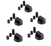 DL-pro Lot de 5 boutons rotatifs universels, diamètre 42 mm, poignée rotative avec adaptateurs de 6 mm et 8 mm, boutons pour presque tous les fours, plaques de cuisson, fours, plaques à gaz (Noir)