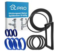DL-PRO Set de joints pour siphon de lavabo 13 pièces, compatible avec siphon de cuisine de 1 1/2 pouces, incl. joint d'évacuation rectangulaire, polyvalent