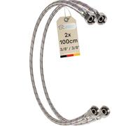 DL-pro Tuyau flexible de 100 cm vers 3/8" - Tuyau de raccordement pour robinetterie/vanne d'angle, filetage intérieur (3/8" FF)