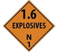 DL45R National Marker Placard Sign -1.6 Explosives N1, 27,6 cm x 26,4 cm, plastique rigide