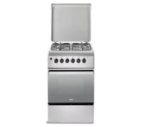 DL554EX2 - Cuisinière à gaz avec four électrique, 4 feux, 50 x 50 cm, couleur inox