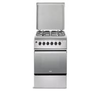 DL554EX2 - Cuisinière à gaz avec four électrique, 4 feux, 50 x 50 cm, couleur inox