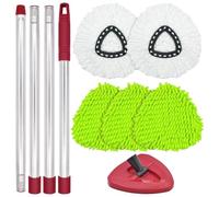DLAIMI Lot de 5 têtes de balai de rechange avec poignée compatibles avec les recharges Vileda Spin Mop - Ensemble de base pour balai à franges Ocedar, manche de balai de 76,2 à 147,3 cm et têtes de