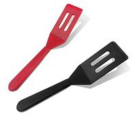 DLAND 2 Pcs Mini Brownie Spatule de Flexible Antiadhésif Silicone Résistant à la Chaleur Cookie Spatule Fendue pour Flip Egg dans Petite Poêle à Frire Pâte à Biscuits Ustensiles de Cuisine Cuisson