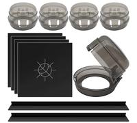 DLAND Lot de 5 housses de sécurité pour poignées de cuisinière à gaz, revêtements de brûleur de poêle (27 × 27 cm) et cache-espace (53 cm), kit de sécurité de cuisine, compatible avec boutons < 4,2 cm