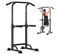DlandHome Barre de Traction sur Pied Ajustable Dips Musculation Tower Station de Tractions Chaise Romaine Dips Traction abdominaux, accoudoirs, Fitness