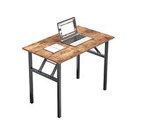DlandHome Bureau Pliant Informatique d'ordinateur 100 * 60cm Postes de Travail Table d’étude/d'écriture/à Manger pour Maison/Bureau, Marron & Noir