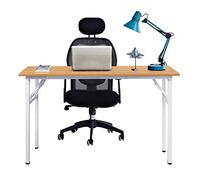 DlandHome Bureau Pliant Informatique d'ordinateur 100 * 60cm Postes de Travail Table d’étude/d'écriture/à Manger pour Maison/Bureau, Teck & Blanc