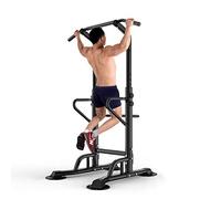 DlandHome Chaise Romaine Musculation Ajustable Dips Traction Barre de Traction sur Pied Dips Station Traction Tower de Musculation pour Abdominaux, Accoudoirs, Fitness