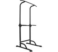 DlandHome Chaise Romaine Musculation Ajustable Dips Traction Barre de Traction sur Pied Traction Tower Station de tractions dips abdominaux, accoudoirs, Fitness Noir