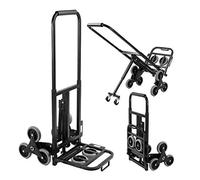 DlandHome Diable Polyvalent Système De Transport Escalier Chariot Pliable de Manutention Réglable et Léger avec Poignée Télescopique en aluminium Charge Max. 150Kg