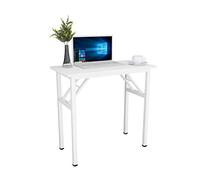 DlandHome Petit Bureau Pliant Informatique d'ordinateur 80x40cm Postes de Travail Table d’étude/d'écriture/à Manger pour Maison/Bureau,Blanc