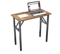 DlandHome Petit Bureau Pliant Informatique d'ordinateur 80x40cm Postes de Travail Table d’étude/d'écriture/à Manger pour Maison/Bureau, Marron & Noir