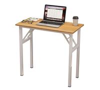 DlandHome Petit Bureau Pliant Informatique d'ordinateur 80x40cm Postes de Travail Table d’étude/d'écriture/à Manger pour Maison/Bureau, Teck & Blanc