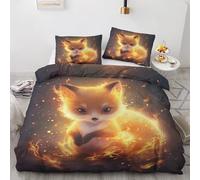 DlaQoryx Housse de Couette 90x190 cm Renard Mignon Parure de Lit Enfant 1 Personne Animaux De La Forêt Flamme, Ensemble Literie Imprimé Réversible avec 1 Taies d'oreiller 65x65 cm