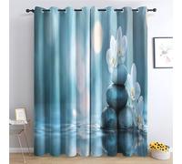 DlaQoryx Rideaux Occultant Pierres Zen, Rideau Isolant Thermique Spa Orchidée, Rideaux Fenetre à Oeillets pour Chambre Salon Maison Décoration, 140x225 cm Lot De 2
