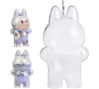 DLAYLQZG Boîte de Protection for Labubu - Coffret d’Exposition PVC Transparent Anti-Poussière pour Peluches & Jouets | Sac de Rangement Suspendu avec Fermeture Oreilles Pinch (Debout)