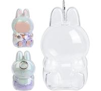 DLAYLQZG Boîte de Protection for Labubu - Coffret d’Exposition PVC Transparent Anti-Poussière pour Peluches & Jouets | Sac de Rangement Suspendu avec Fermeture Oreilles Pinch (Assis)
