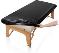 DLAYLQZG Housse de Table de Massage en Simili Cuir avec Bord Élastique, Imperméable et Anti-Tache 180x80 cm - Protecteur Réutilisable pour Tables de Massage/Tatouage/Spa/Cils Lavable (Black,180x80cm)