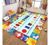 DLAYLQZG Tapis d’Éveil Éducatif ABC Chiffres & Formes - Moquette Douce Antidérapante pour Chambre Bébé, Crèche ou Salle de Jeux - Tapis de Sol Pédagogique Enfants Garçons Filles (Style,80x160cm)