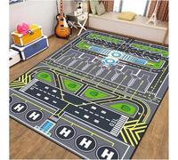 DLAYLQZG Tapis de Jeu Éducatif Piste d’Atterrissage Avion Moelleux Antidérapant Lavable Décor pour Chambre Salon Cuisine Garçon Fille Joueurs Tapis (Vert,120x180cm)