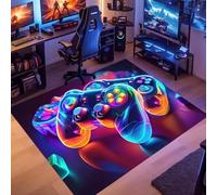 DLAYLQZG Tapis de Jeu Manette Néon, Grand Tapis Antidérapant pour Chambre d'enfant, Salon, Salle de Jeux et Décoration (Style,140X200CM)