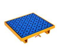 DLAZUM Bac de rétention modulaire Industriel pour déversements d'hydrocarbures, Plateforme étanche avec Drain pour la sécurité des garages et entrepôts,Yellow+blue-65x65x15CM