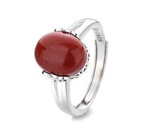 DLAZUM Bague en Argent Sterling 925 avec Agate Rouge pour Femme, Bague de Bon augure de Style Chinois, Bijoux Porte-Bonheur, Cadeaux pour Femme, Maman, Grand-mère
