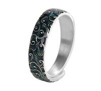 DLAZUM Bague Nuage de Bon augure en Argent Sterling 999, Bague Simple à Motif de Nuage de Style Chinois, bagues Porte-Bonheur Feng Shui pour Femmes et Hommes (Vert)