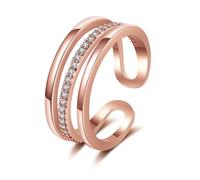 DLAZUM Bague plaquée Or Rose, alliances de Mariage Larges avec zircone cubique, Ensemble de bagues de Mariage pour Femmes, Taille réglable