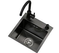 DLAZUM Évier de Cuisine en Acier Inoxydable, cuve Unique Haute capacité avec kit de vidange, Profondeur de 190 mm, idéal pour la Cuisine, Le Bar ou l'extérieur, 2 méthodes d'ins,30x45cm