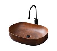 DLAZUM Lavabo de Salle de Bain, Vasque de Salle de Bain, lavabo sur Plan, lavabo de Balcon, Vasque Simple, Vasque en céramique Style rétro, lavabo à Poser sur Un comptoir de sal,A-