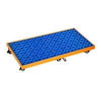 DLAZUM Plateforme modulaire de rétention des déversements avec Drain, Palette métallique Durable sur Roues pour Un Stockage étanche dans Les entrepôts et garages industriels.,125x65x15cm/Yellow