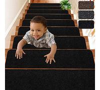 DLD Marches d'escalier Chemins d'escalier intérieurs antidérapants 8 "x 30" pour marches en Bois, Paquet de 14 Bandes antidérapantes pour la sécurité et l'adhérence (Noir)