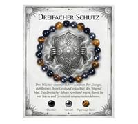 DLDIZM Bracelet Perles de Protection Triple en Pierre Naturelle Obsidienne Hématite Oeil de Tigre pour Homme Femme Bracelet Amulette Keltique avec Pierre de Guérison Porte-Bonheur et Énergie Positive