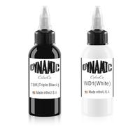 DLDN01 Lot de 2 bouteilles d'encre de tatouage noire pure - Encre de tatouage blanche claire pour tatouages humains ou peaux expérimentales - Noir et blanc (30 ml)
