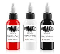 DLDN01 Lot de 3 bouteilles d'encre de tatouage - Encre de tatouage blanche - Encre de tatouage noire classique avec élégance rouge (30 ml)