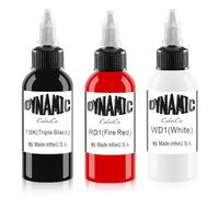 DLDN01 Lot de 3 bouteilles d'encre de tatouage - Encre de tatouage permanente blanche - Encre de tatouage noire classique avec élégance rouge (30 ml)