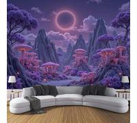 DLERFLOVR 3D Papier Peint Vallée Des Champignons Psychédéliques, 250x175cm Papier Peint Panoramique Paysage Extraterrestre Papiers Mural pour Salon Chambre Chambre D'Enfant Décoration Murale, Violet