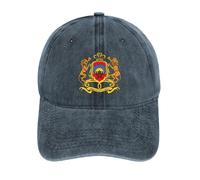 DLERFLOVR Casquette de Baseball Armoiries du Royaume du Maroc Vintage Denim Casquette Drapeau Patriotique Réglable Unisexe Chapeau Distressed Trucker Hat pour Le Camping, Le Cyclisme, La Randonnée