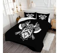 DLERFLOVR Couette Toute Saison 240x260cm Couette Matelassée Les Anciens Vikings Légère et Chaude Edredon Couverture Mythologie Viking - Lavable en Machine pour lit 2 Personnes Noir