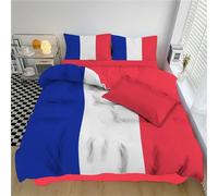 DLERFLOVR Housse de Couette 200x200cm avec 2 taies d'oreiller Patriotisme Housse de Couette Drapeau Français Parure de lit - Literie de Lit pour 2 Personnes, Rouge Bleu