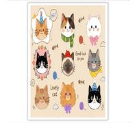 DLERFLOVR Impression sur Toile Chat Mignon Decoration Murale Peinture 30x40cm Tableaux Art Décoratif Les Amoureux Des Chats Muraux Décoration pour Bureau Maison - Sans Cadre, Beige Clair
