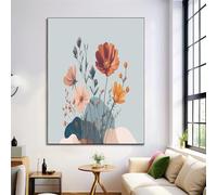 DLERFLOVR Impression sur Toile Clipart De Fleurs Sauvages Tableau décoratif Style Simple Image sur Toile Tableau Decoration Murale pour Salon Couloir Salle de Bains WC, 40x30cm, Bleu Clair