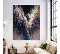 DLERFLOVR Impression sur Toile Coups De Pinceau D'Ange Photo sur Toile Texture Abstraite Tableau Decoration Murale pour Salon Couloir Salle de Bains d'intérieur Décoration, 70x50cm, Multicolore