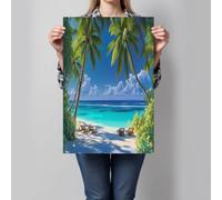 DLERFLOVR Impression sur Toile Palm Tree Beach Image sur Toile Îles Tropicales Tableau Decoration Murale Tableaux Decoratifs pour Salon Chambre Couloir Bar Dekor, Bleu - Sans Cadre