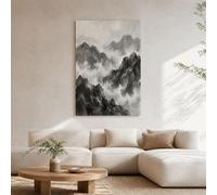 DLERFLOVR Impression sur Toile Pics Brumeux Image Peinture Tableaux de la Mur Conception Artistique Du Paysage Affiche Sans Cadre Décoration Murale pour Salon, Chambre, 60x90cm, Gris Clair