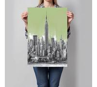 DLERFLOVR Impression sur Toile Skyline De New York Image sur Toile Architecture Urbaine Tableau Decoration Murale Tableaux Decoratifs pour Salon Chambre Couloir Bar Dekor, Haricot Vert - Sans Cadre