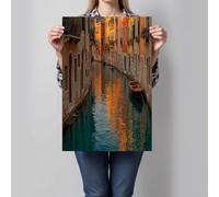 DLERFLOVR Les Canaux De Venise Impression sur Toile Architecture Romantique Tableau Affiche Decoration Murale Brun Image sur Toile Sans Cadre pour Salon Chambre Restaurant, 30x40cm